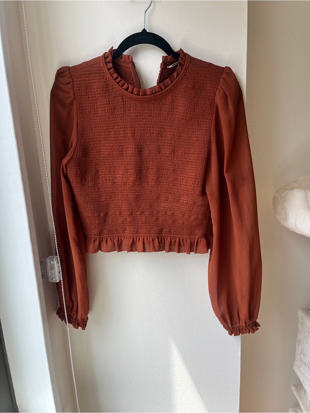 Wilfred Rust Smocked Ruffle Blouse - Picture 5 of 6
